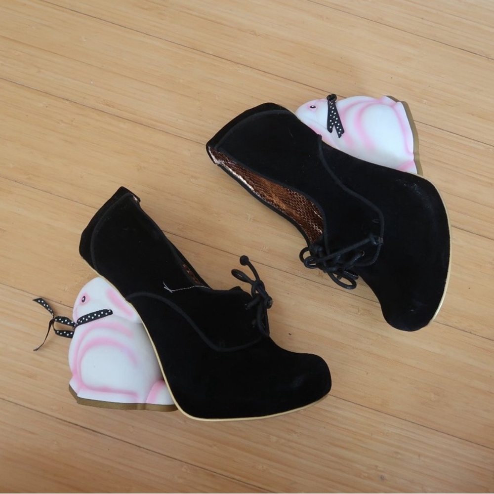ISO flopsy irregular choice “Blue Polka Dot Heels with Bunny Heel”